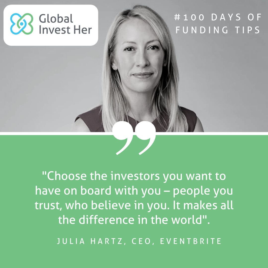 Day 1/100 Days of Funding Tips - with Julia Hartz, Eventbrite - via Global Invest Her Blog